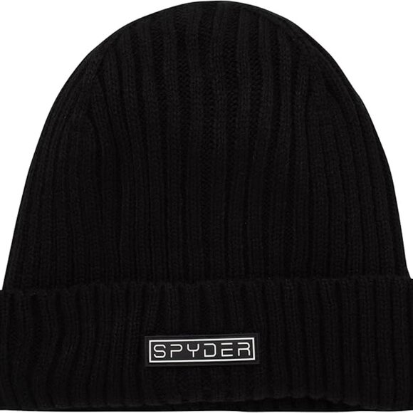 SPYDER Black Winter Men's Beanie Shepa Fur Knit - Picture 1 of 6
